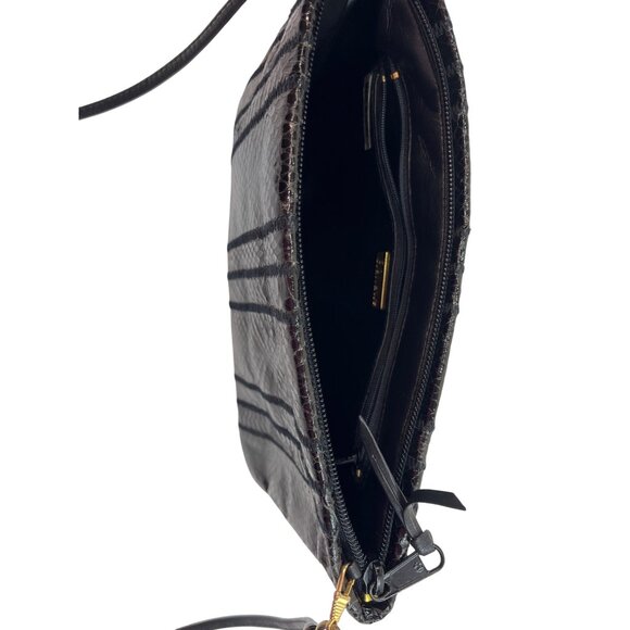 Black Snakeskin Clutch Purse With Adjustable Strap & Zipper Closure 2u - Picture 6 of 6